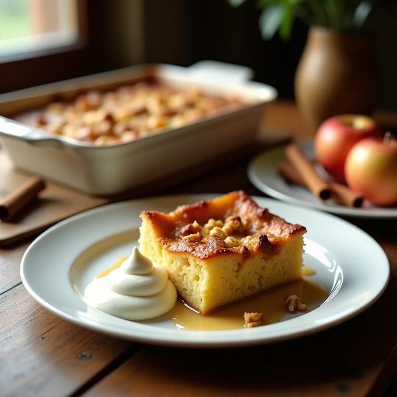 Bread Pudding de Pan de Centeno y Manzana: Postre Ingles Sin Azúcar con Edulcorante Natural