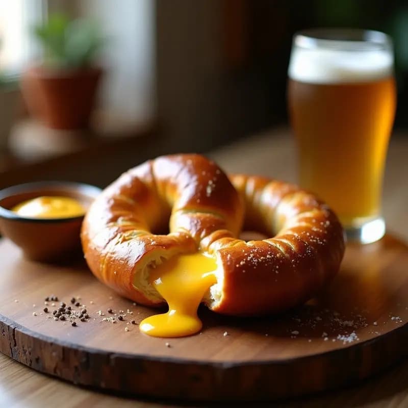 Bretzel de Masa Madre con Queso Cheddar y Mostaza: Aperitivo Alemán en Airfryer