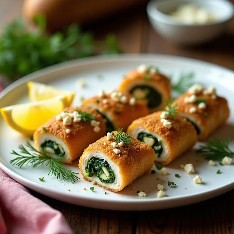 Brevitas de Pollo Rellenas de Espinacas y Queso Feta: Receta Griega en Airfryer