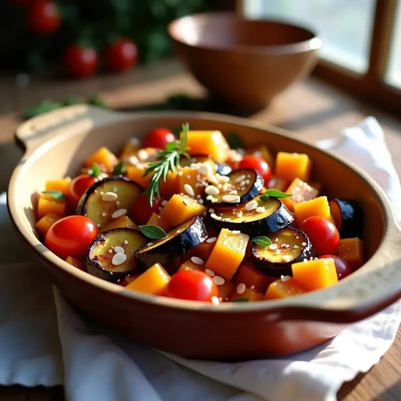 Briam Griego con Berenjena y Calabaza: Receta al Horno con Especias Mediterráneas