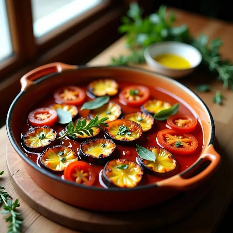 Briami de Calabacín y Berenjena: Receta Griega al Horno con Aceite de Oliva y Tomate