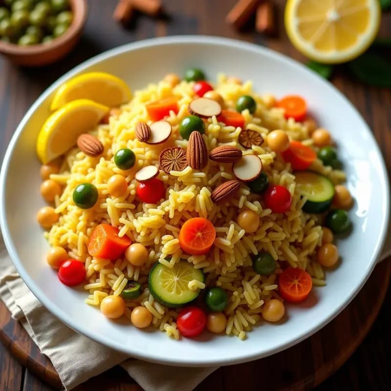 Briani de Verduras y Garbanzos: Receta Persa en Olla con Azafrán y Pasas Rubias