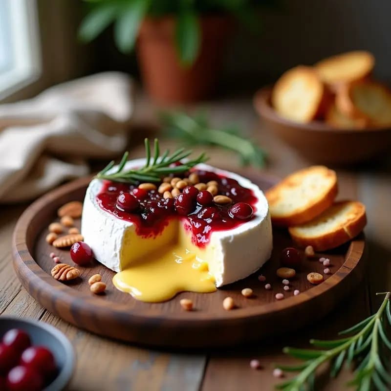 Brie al Horno con Mermelada de Arándanos: Aperitivo Francés Gourmet en 15 Minutos