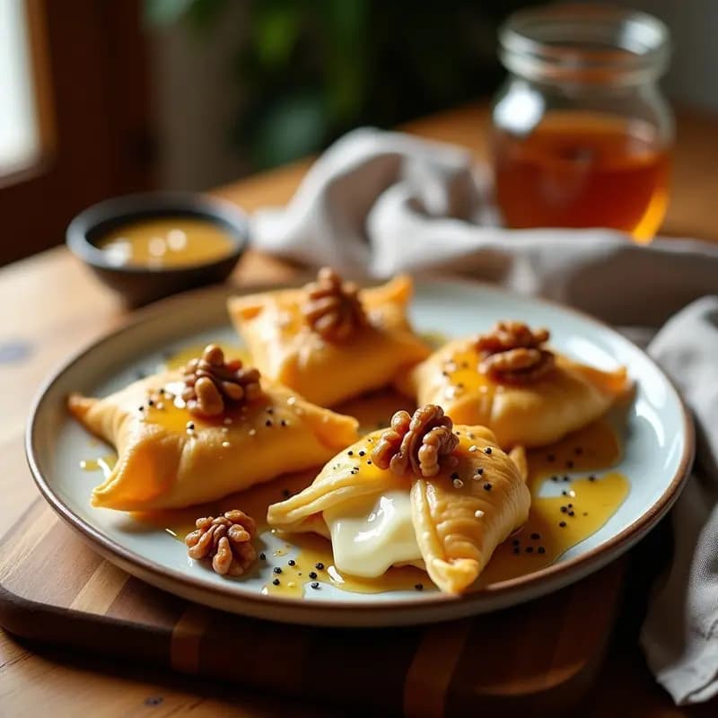 Brie en Masa Filo con Miel y Nueces: Aperitivo Francés Crujiente en 15 Minutos