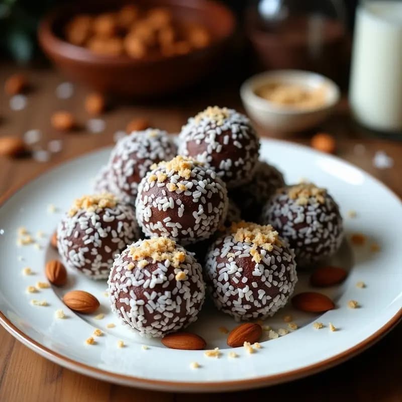 Brigadeiro de Cacao y Almendras: Trufas Brasileñas Veganas con Cobertura de Coco Rallado