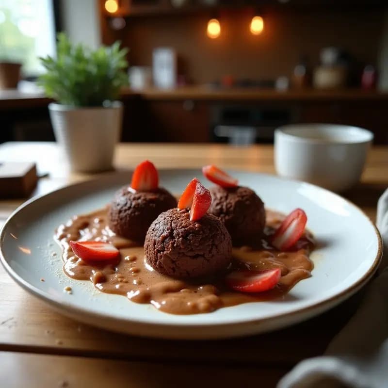 Brigadeiro de Cacao y Avellanas con Trozos de Bacon Vegano: Postre Brasileño Sin Azúcar