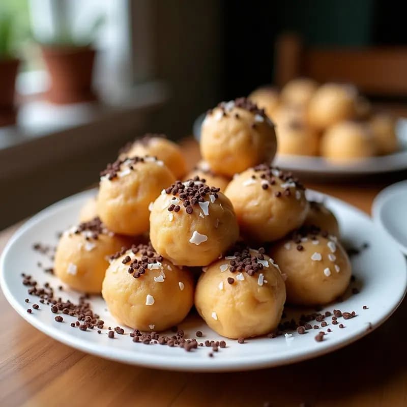 Brigadeiros de Cacahuete y Coco: Trufas Brasileñas Sin Azúcar con Chispas de Chocolate 85%