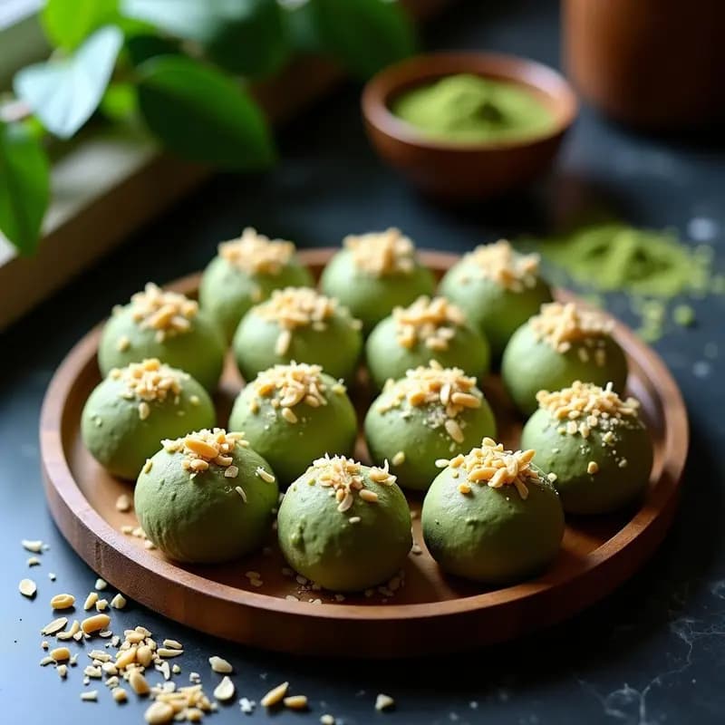 Brigadeiros de Cacahuete y Matcha: Postre brasileño vegano sin azúcar