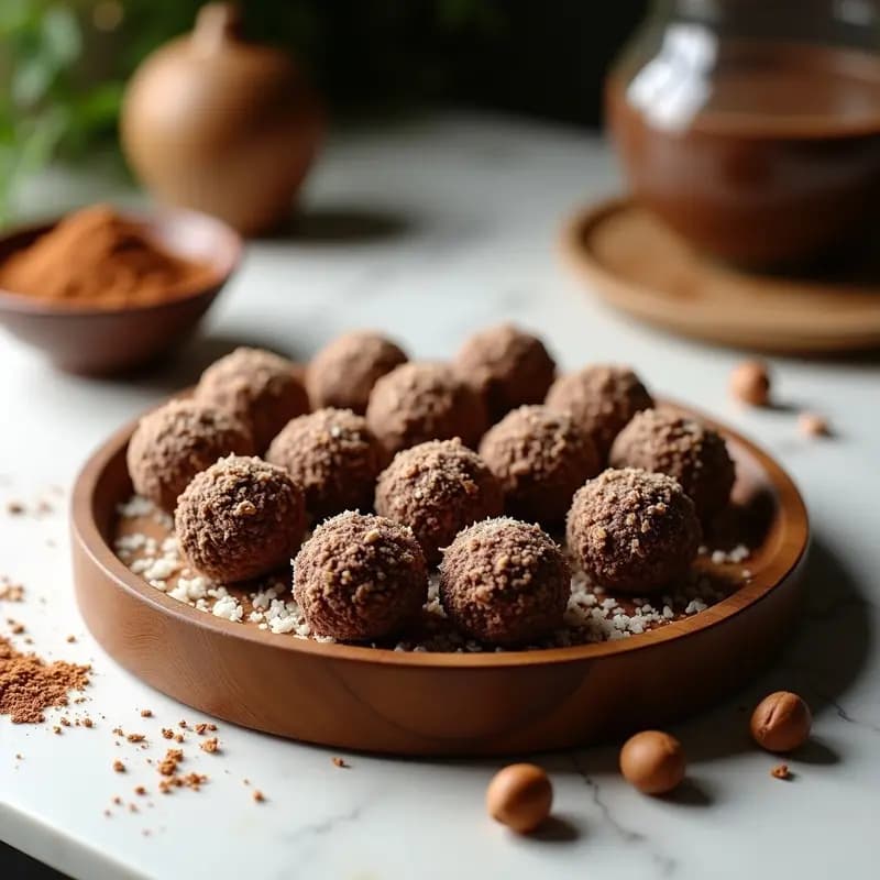 Brigadeiros de Cacao y Avellanas: Postre Brasileño Sin Azúcar con Endulzante de Dátiles