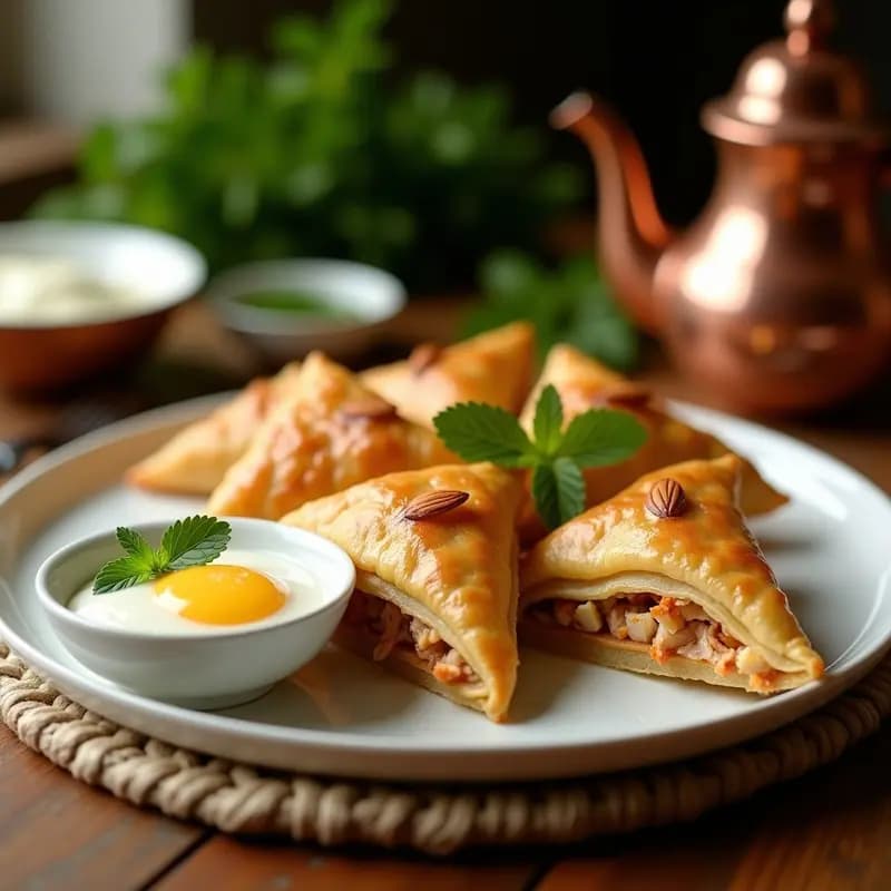 Brik de Pollo y Almendras: Entrante Tunecino Crujiente con Huevo y Masa Filo