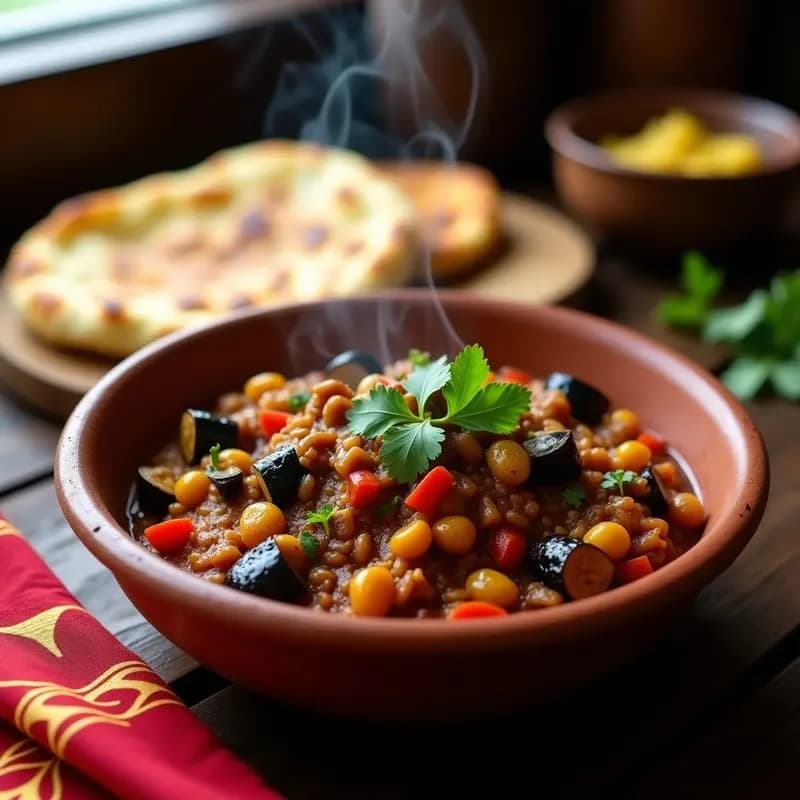 Brinjal Bharta con Pan de Naan de Coliflor: Receta India Keto y Picante