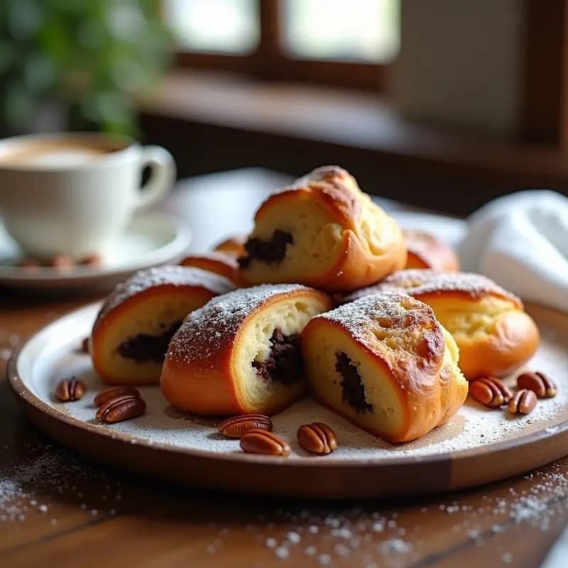 Brioche Francés con Chocolate y Nuez de Pecana: Postre Dulce para Desayunar
