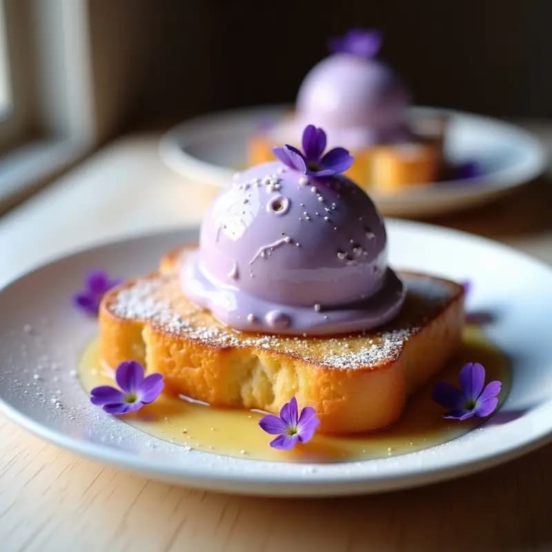 Brioche Francés con Helado de Lavanda: Postre Gourmet Sin Horno