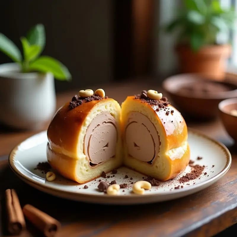 Brioche Francés con Helado de Té Chai: Postre de Inspiración Europea con Toque Especiado