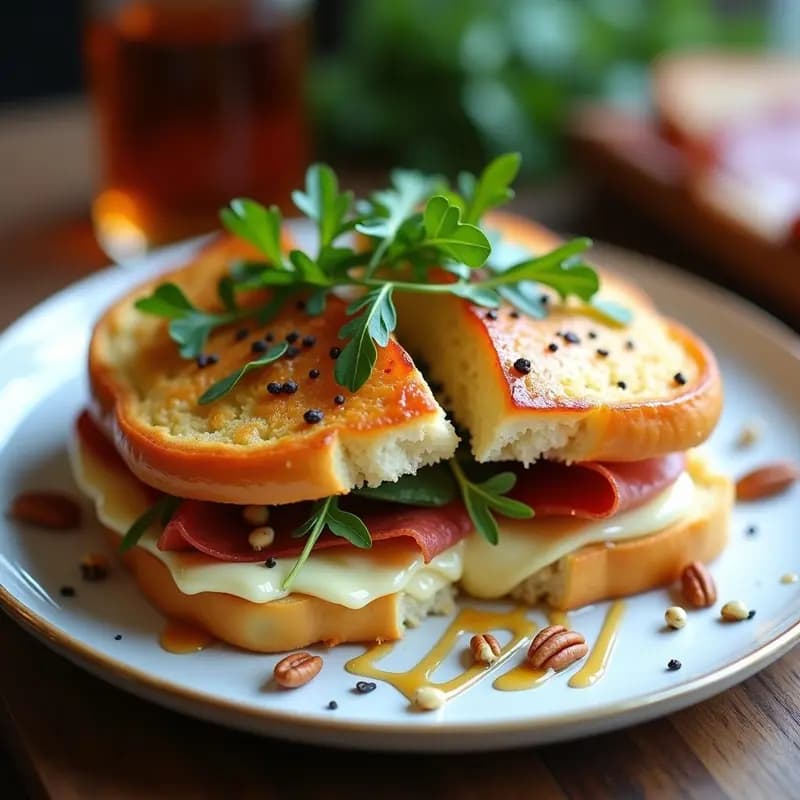 Brioche Francés con Jamón de Parma y Queso Brie: Desayuno Gourmet en 20 Minutos