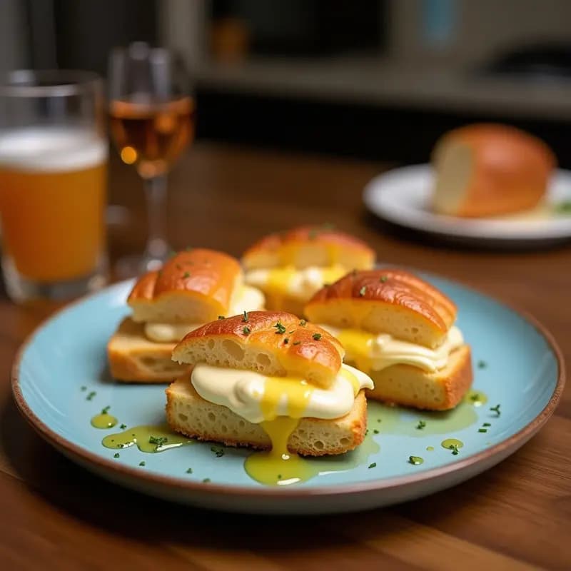 Brioche de Queso Azul y Nunca: Aperitivo Francés Crujiente en 20 Minutos