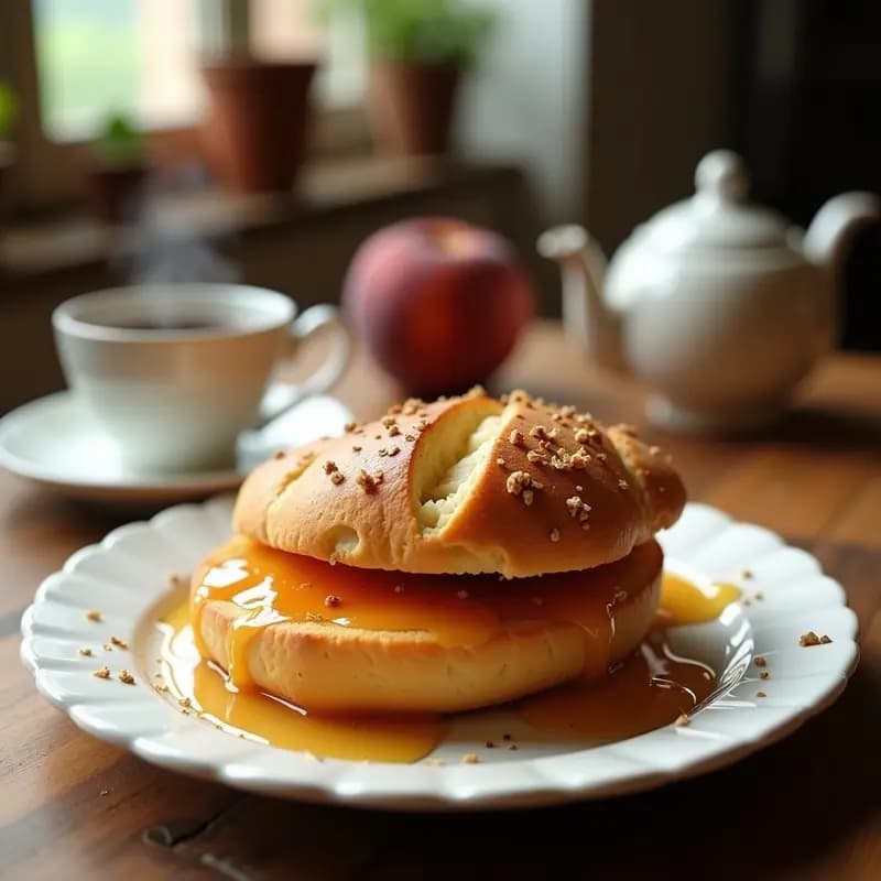 Brioche Francés Sin Gluten con Mermelada de Durazno y Amaretto: Desayuno Elegante