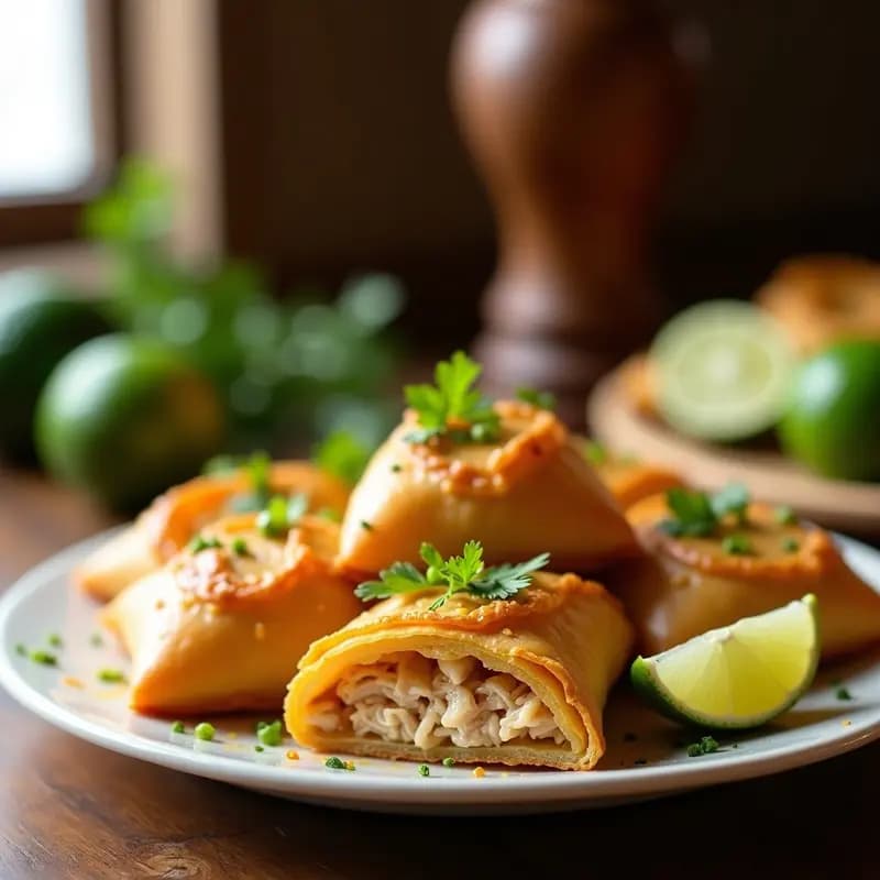 Briouats de Pollo y Lima con Hojaldre Filo: Aperitivo Marocí Crujiente y Ácido