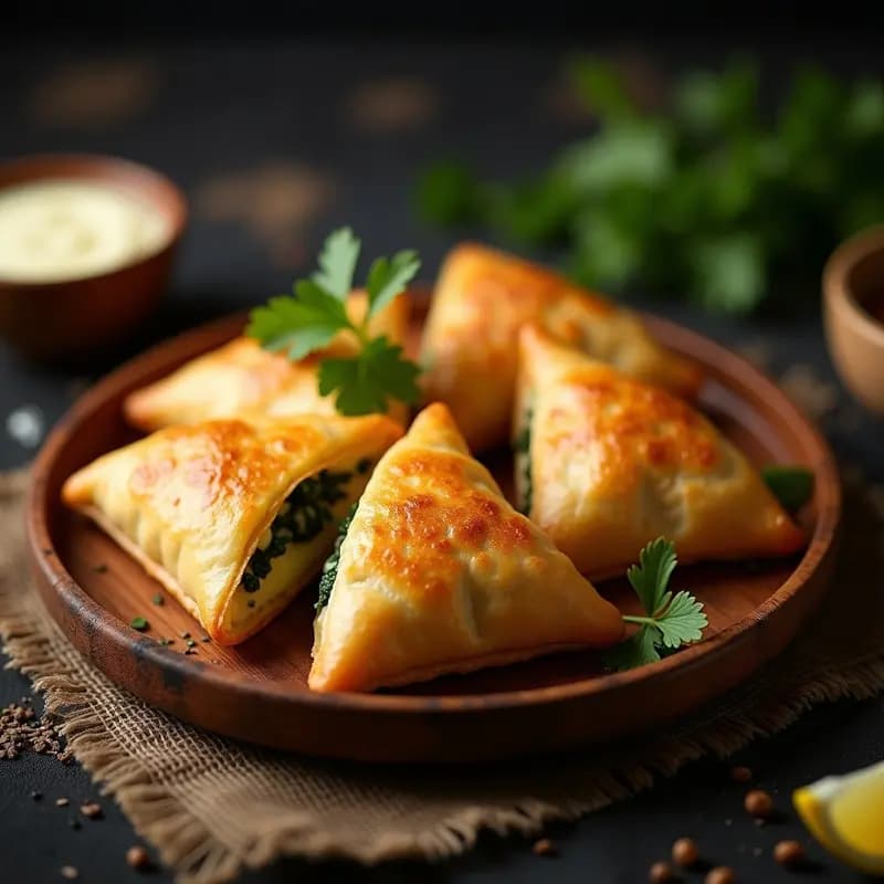 Briouats Marroquíes de Queso y Espinacas: Entrante Crujiente en Forma de Triángulo