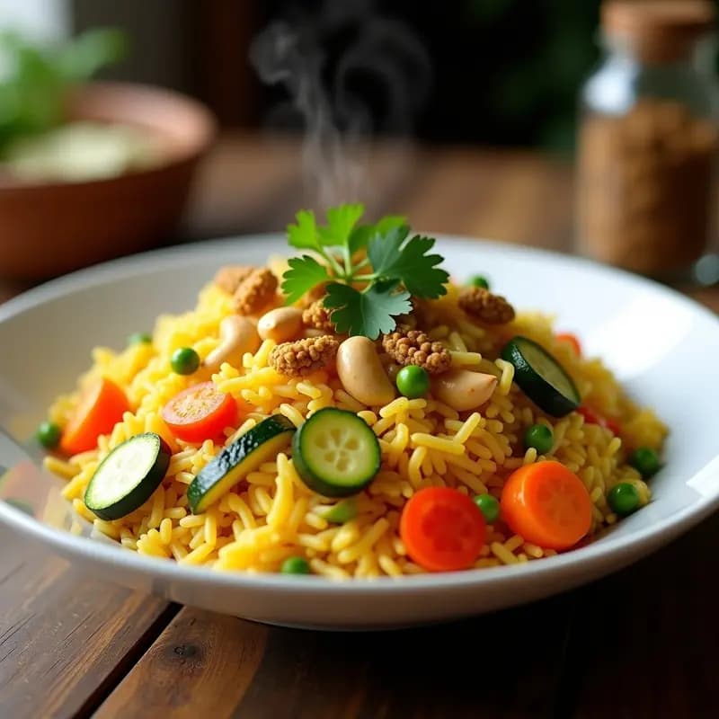 Briyani Indio de Arroz Basmati con Vegetales y Azafrán: Receta Aromática