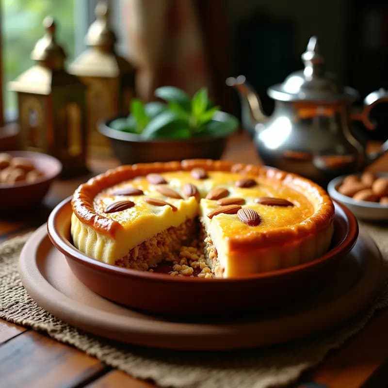 Briyat de Pollo con Almendras y Sémola: Pastel Marroquí Tradicional en Olla Rápida