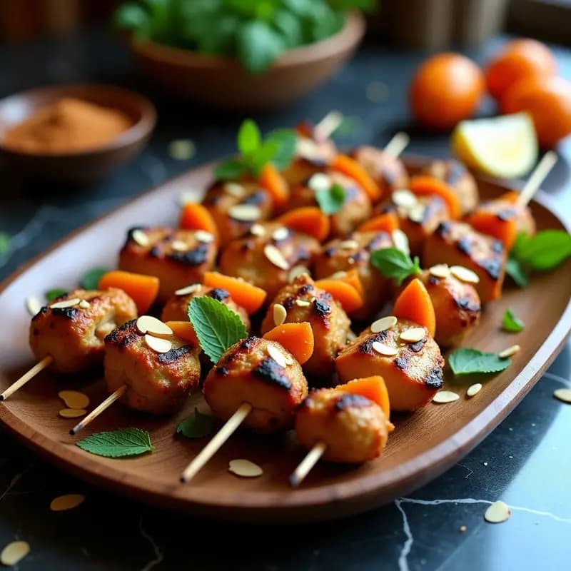 Brocheta Moruna de Pollo y Albaricoques con Ras el Hanout: Receta Marroquí al Grill