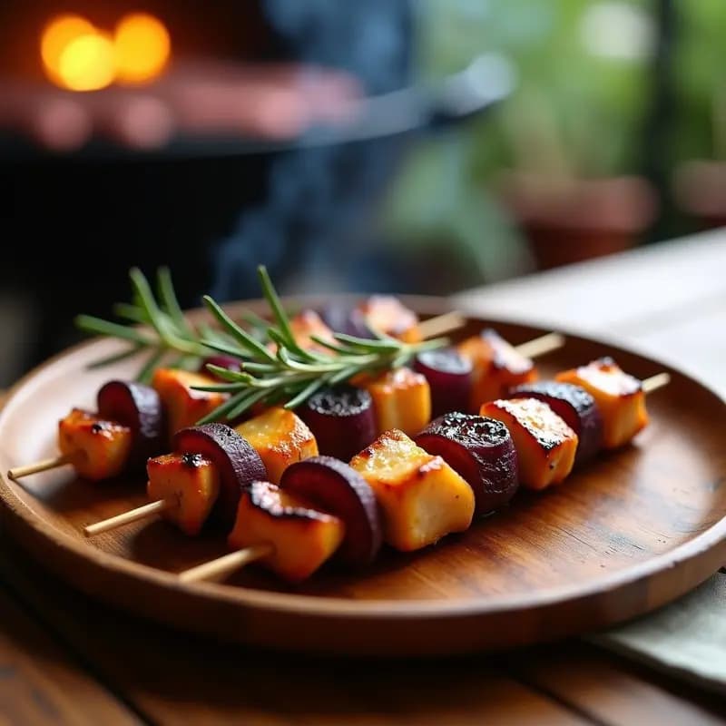 Brocheta de Pollo Marinado con Ciruelas Pasas y Romero: Receta Persa en Grill