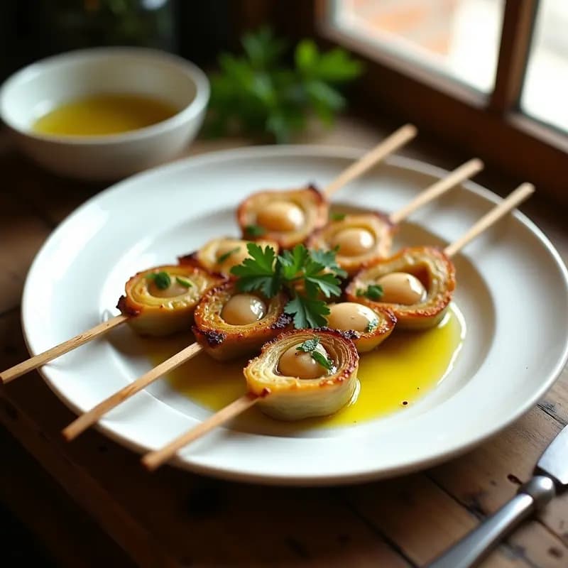 Brochetas de Corazón de Alcachofa y Anchoas en Aceite de Oliva: Receta Italiana en Airfryer