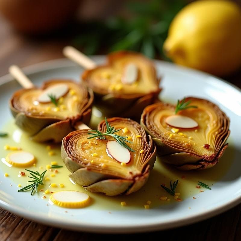 Brochetas de Corazón de Alcachofa Marinada en Azafrán: Receta Española Gourmet para Airfryer