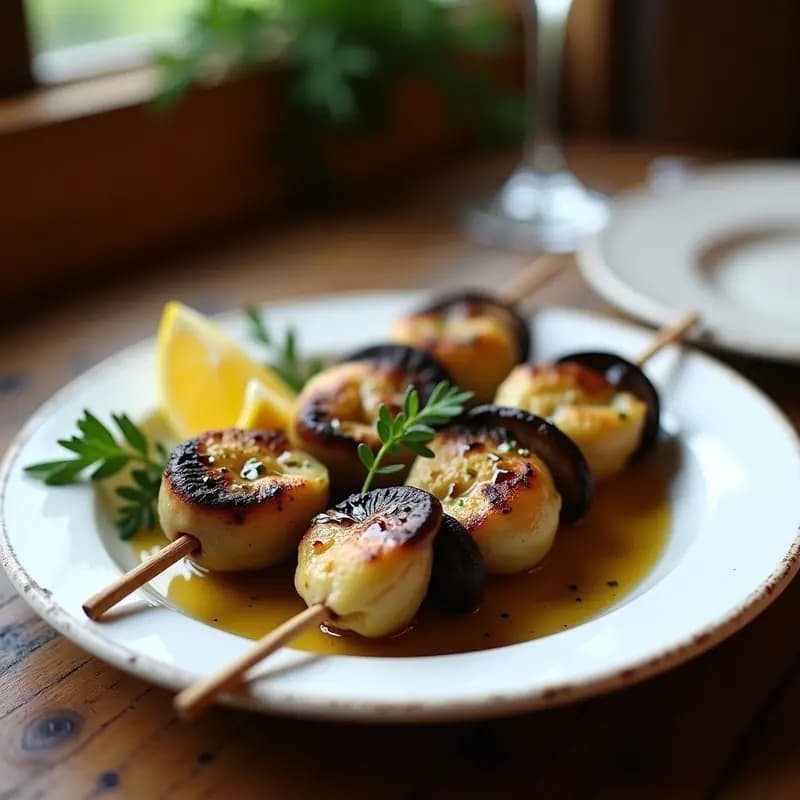 Brochetas de Corazón de Alcachofa y Champiñones con Vinagreta de Trufa: Receta Griega en Olla Express