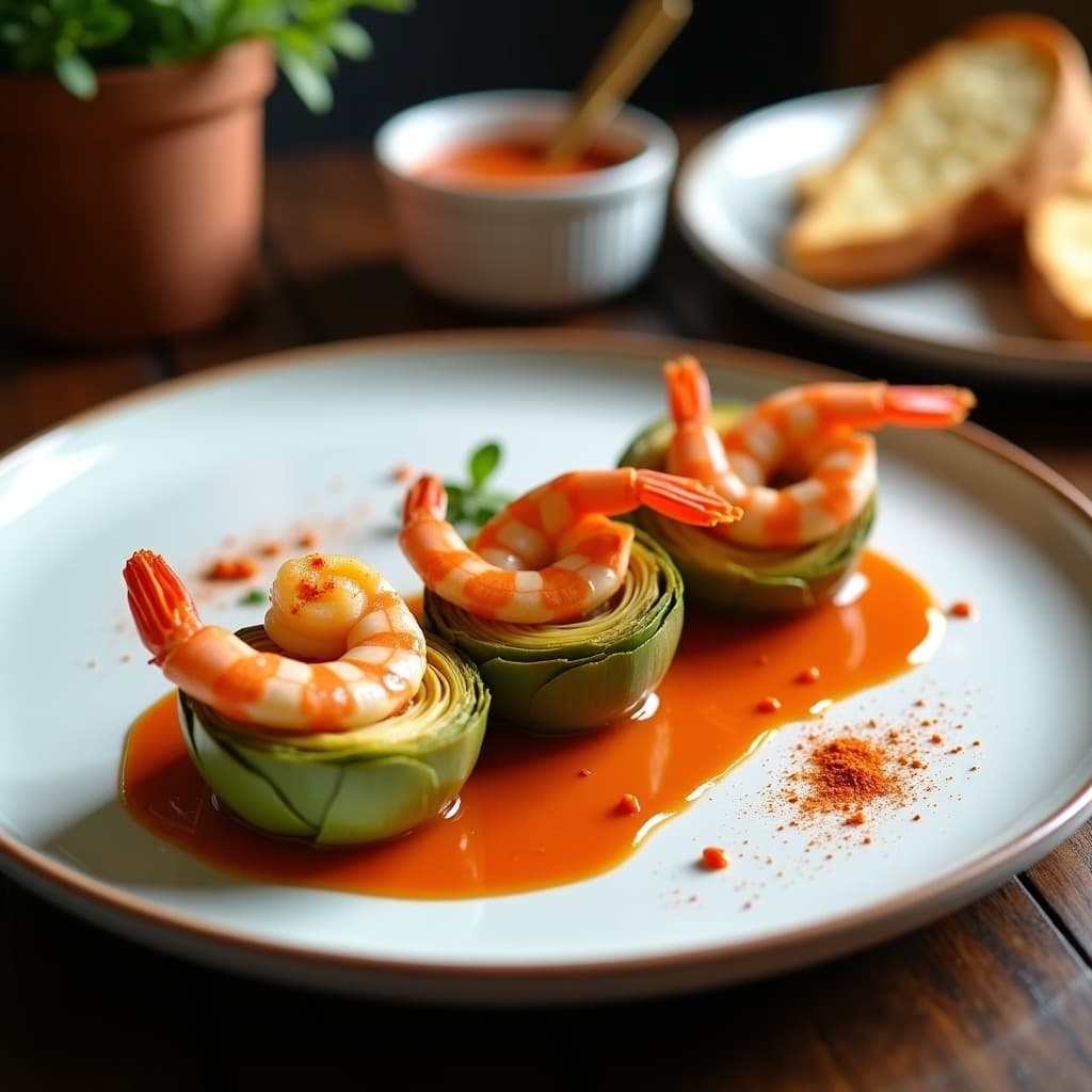 Brochetas de Corazón de Alcachofa y Gambas con Romesco: Entrante Gourmet en Olla Express