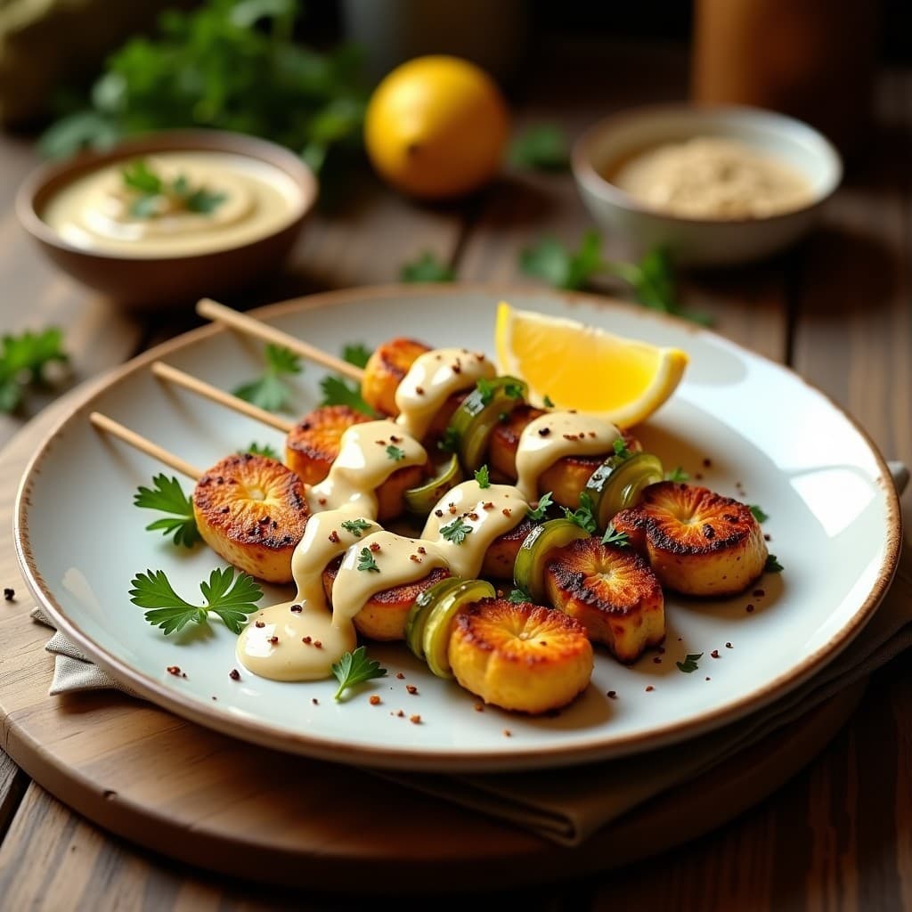 Brochetas de Corazón de Alcachofa y Halloumi con Salsa de Zaatar: Receta Libanesa en Airfryer