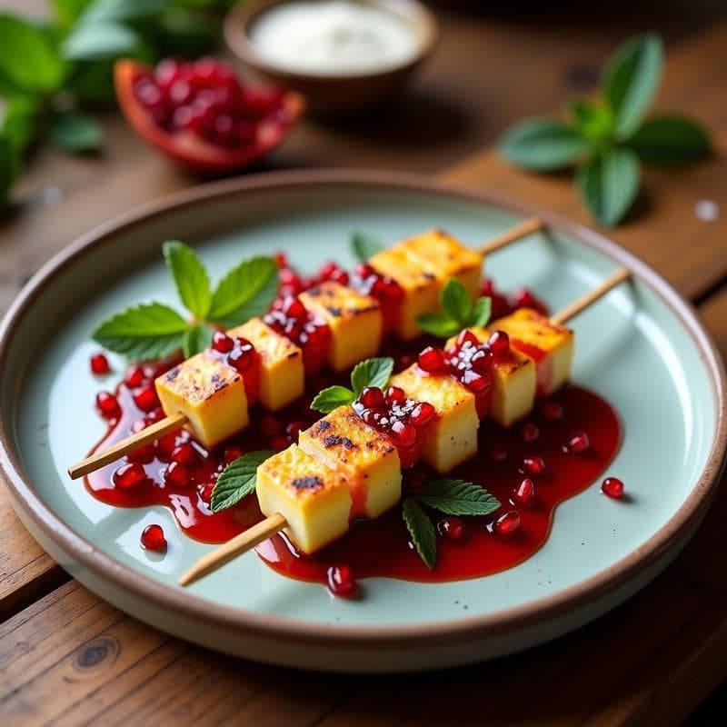 Brochetas de Corazón de Alcachofa y Queso Halloumi: Receta Chipriota en Grill con Salsa de Granada