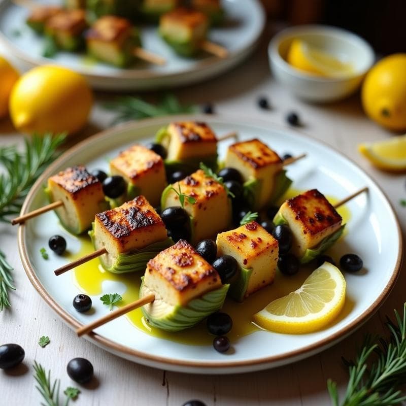 Brochetas de Corazón de Alcachofa y Tempeh: Receta Mediterránea en Olla Express Alta en Fibra