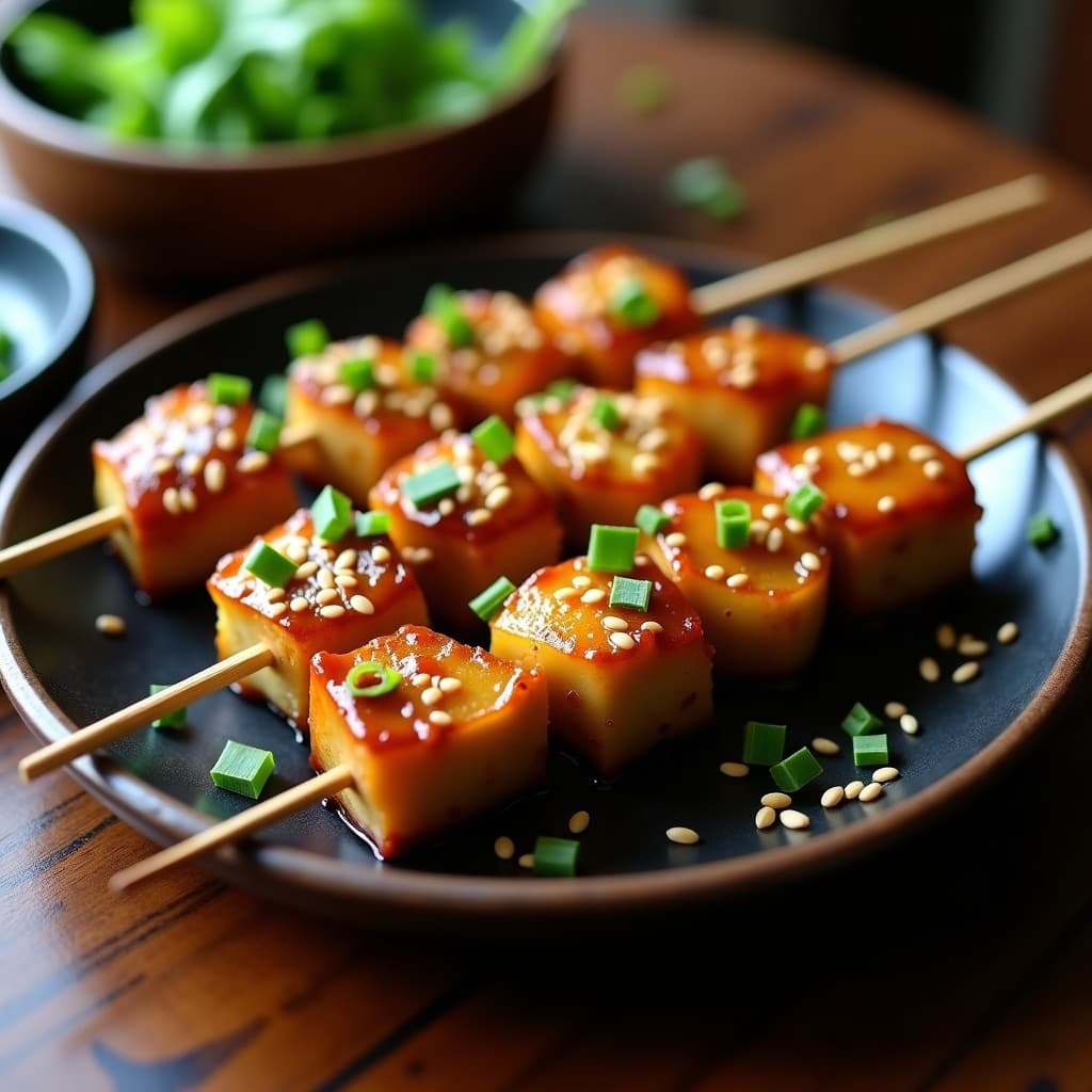 Brochetas de Corazón de Alcachofa Marinadas en Salsa Teriyaki con Semillas de Sésamo: Entrante Japonés Sin Gluten en 15 Minutos