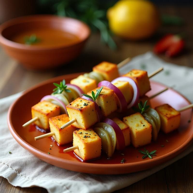 Brochetas de Corazón de Alcachofa y Tofu Marinado: Receta Vegetariana en Olla Express con Toque Español