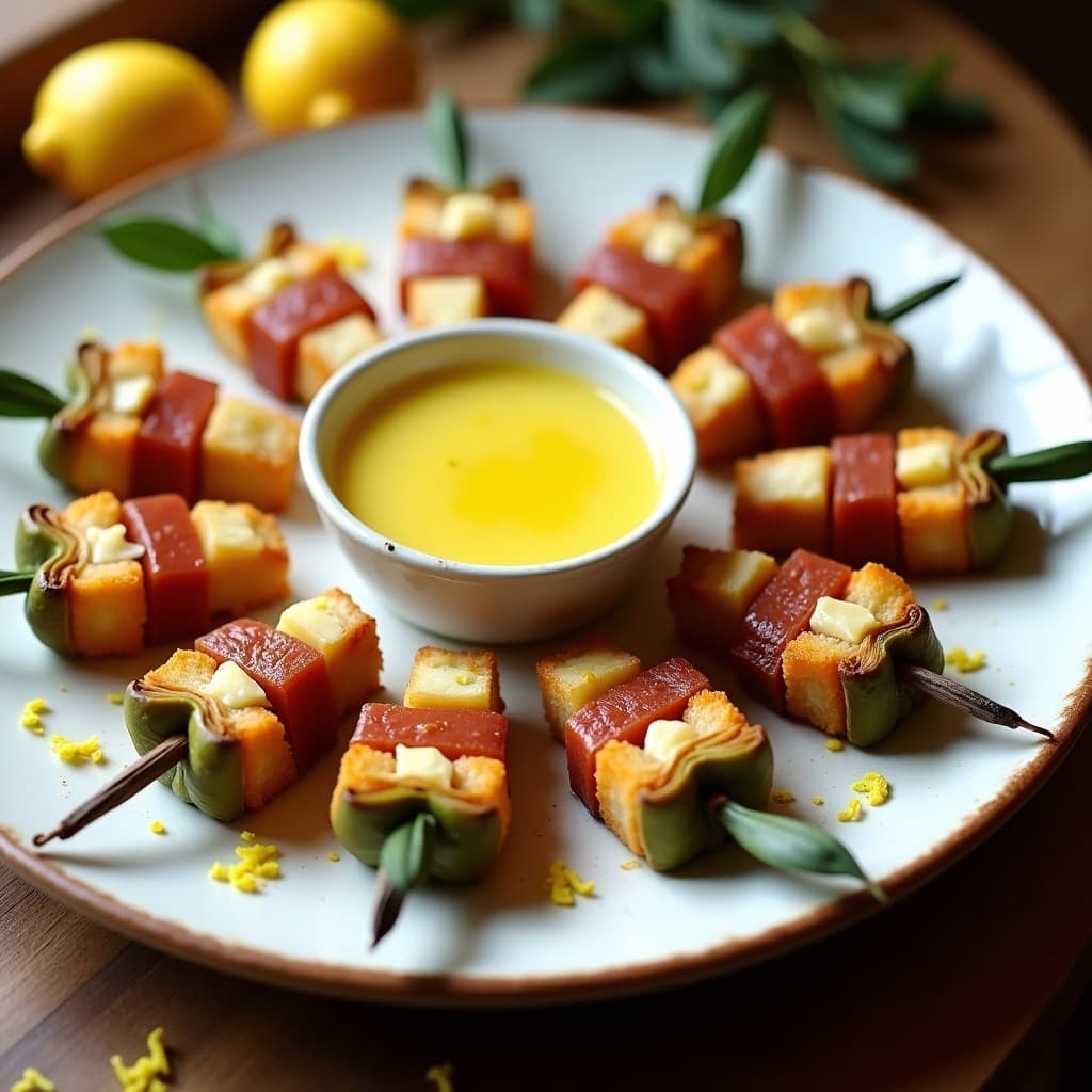 Brochetas de Corazón de Alcachofa y Ventresca con Alioli de Azafrán: Receta Mediterránea en Airfryer