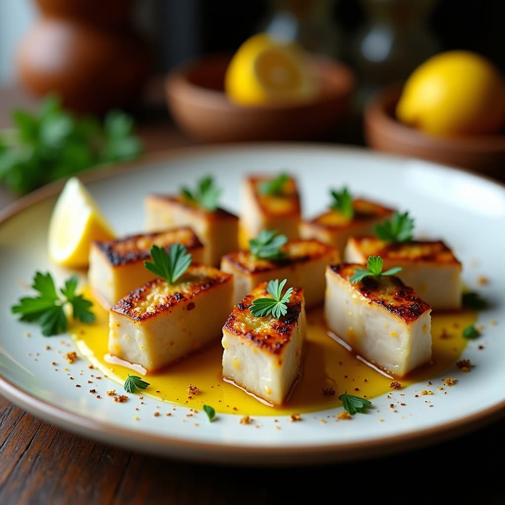 Brochetas de Corazón de Alcachofa y Ventresca de Atún: Receta Española con Vinagreta de Azafrán
