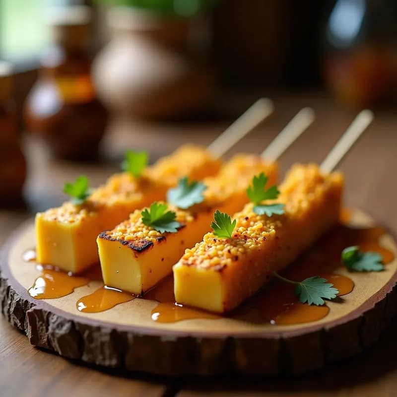Brochetas de Amaranto y Queso de Cabra con Miel de Agave: Aperitivo Mexicano en Grill