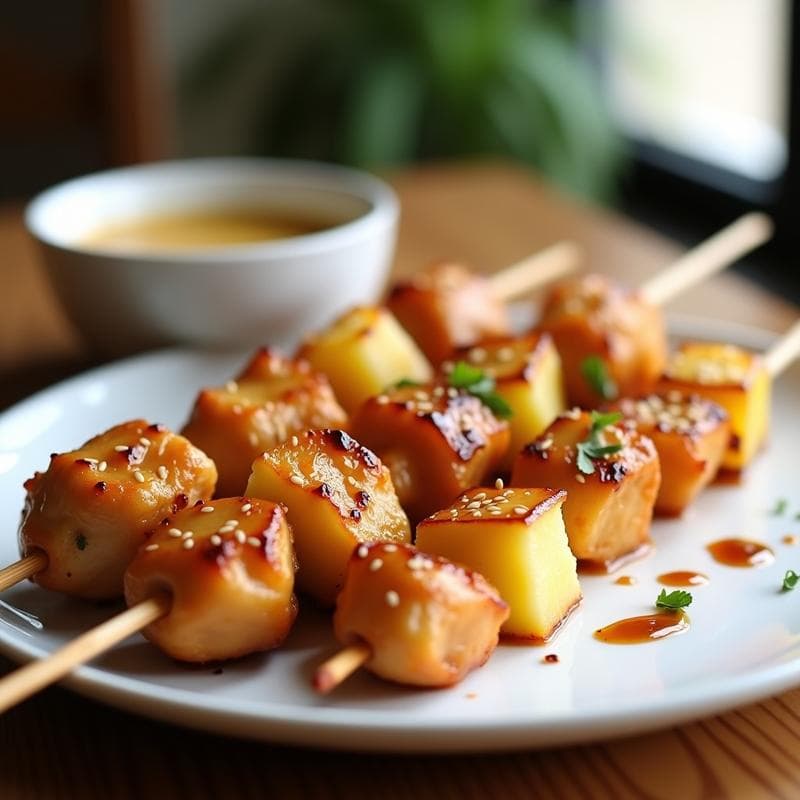Brochetas de Ananá y Pollo al Sésamo: Receta en Airfryer con Glaseado de Miel y Sojas