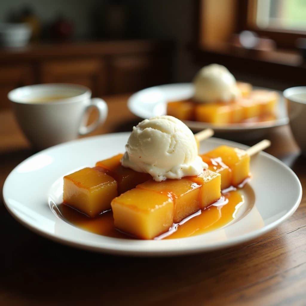 Brochetas de Ananás Caramelizado con Helado de Coco: Postre Grillado en Airfryer Sin Azúcar
