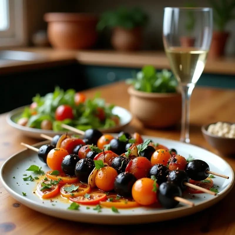 Brochetas de Anchoas y Aceitunas Negras: Aperitivo Mediterráneo Keto en Grill en 12 Minutos