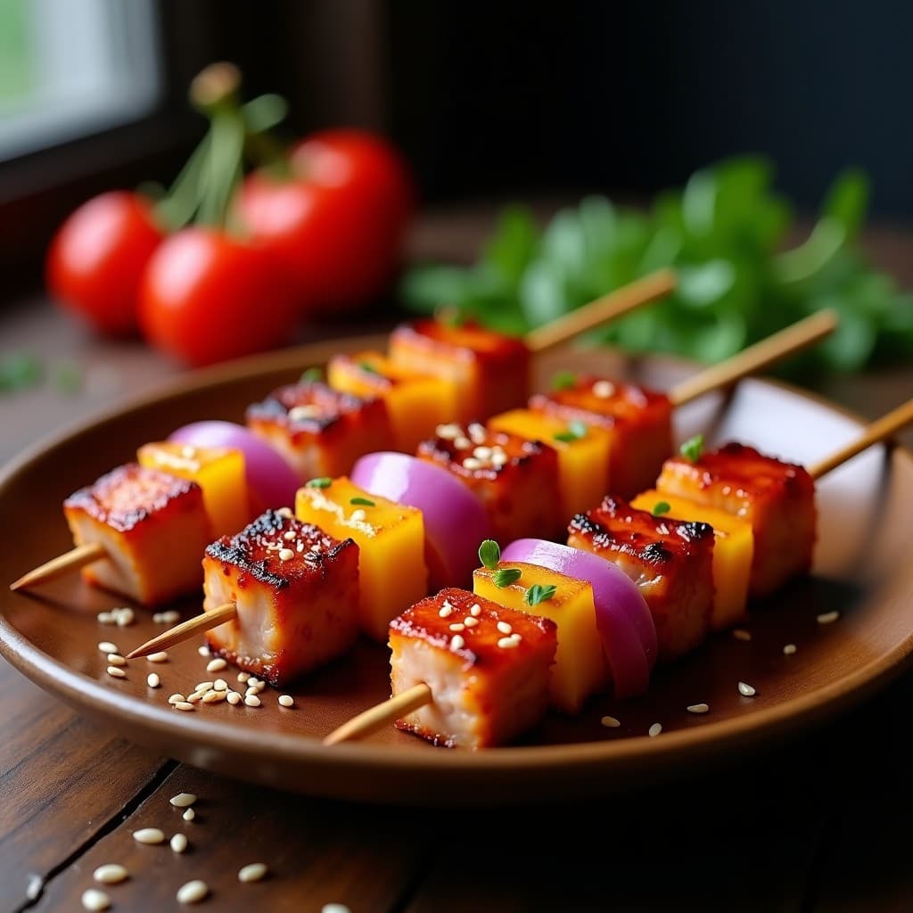 Brochetas de Atún Marinado en Salsa de Gochujang y Piña: Receta Coreana en Airfryer sin Lácteos