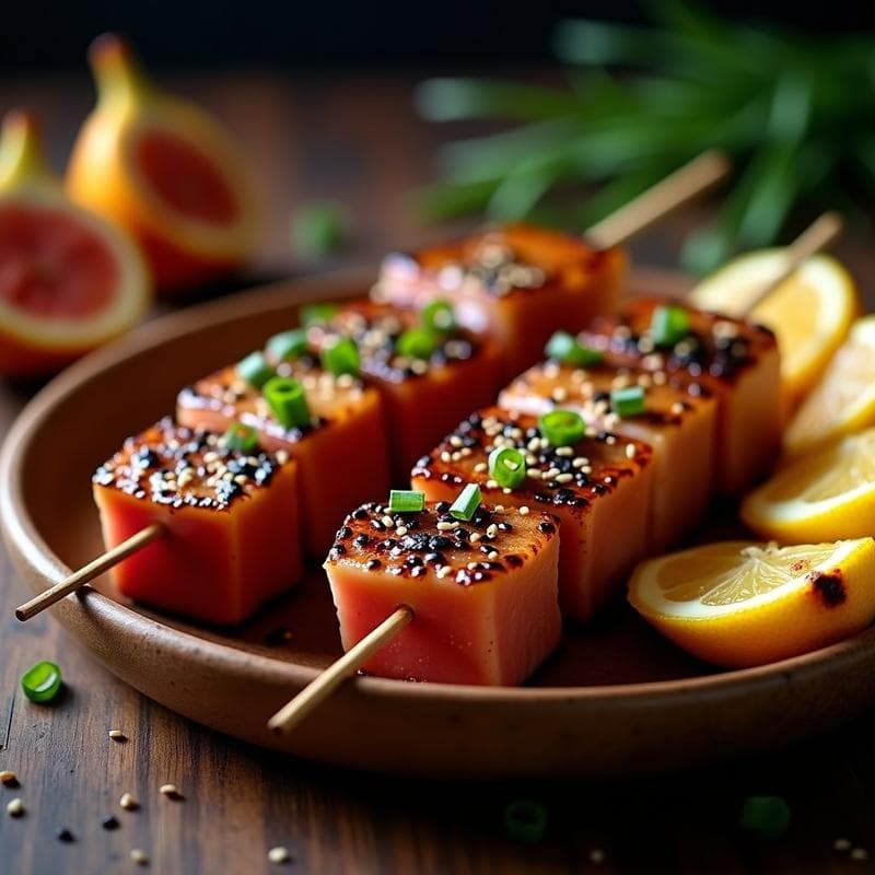 Brochetas de Atún Rojo y Higos Frescos con Glaseado de Sésamo: Receta en Grill Rápida y Gourmet