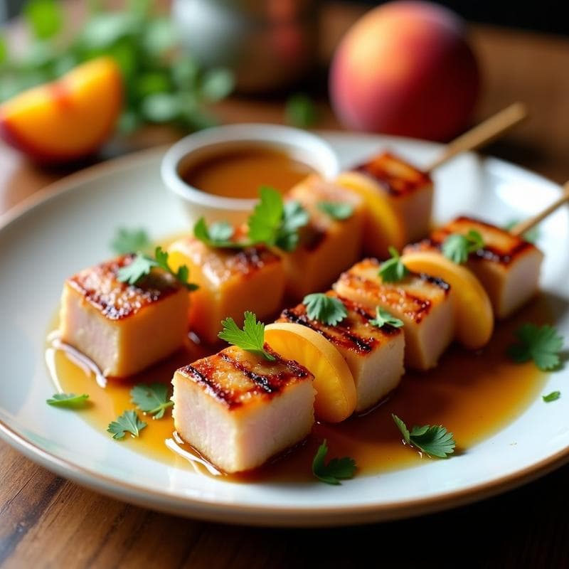 Brochetas de Atún y Melocotón con Glaseado de Miel y Mostaza: Receta Fusion en Airfryer