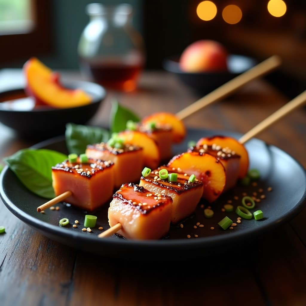Brochetas de Atún y Melocotón con Glaseado de Salsa Ponzu: Receta Japonesa Gourmet en 20 Minutos