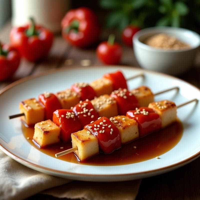 Brochetas de Atún y Pimiento Rojo: Receta en Airfryer con Salsa de Soja y Miel