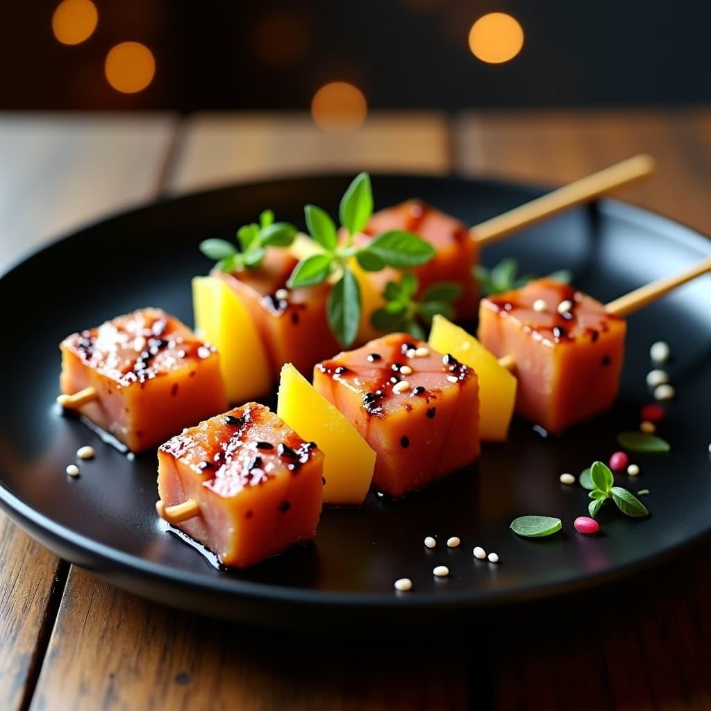 Brochetas de Atún y Piña con Salsa de Yuzu: Receta Japonesa Alta en Proteína