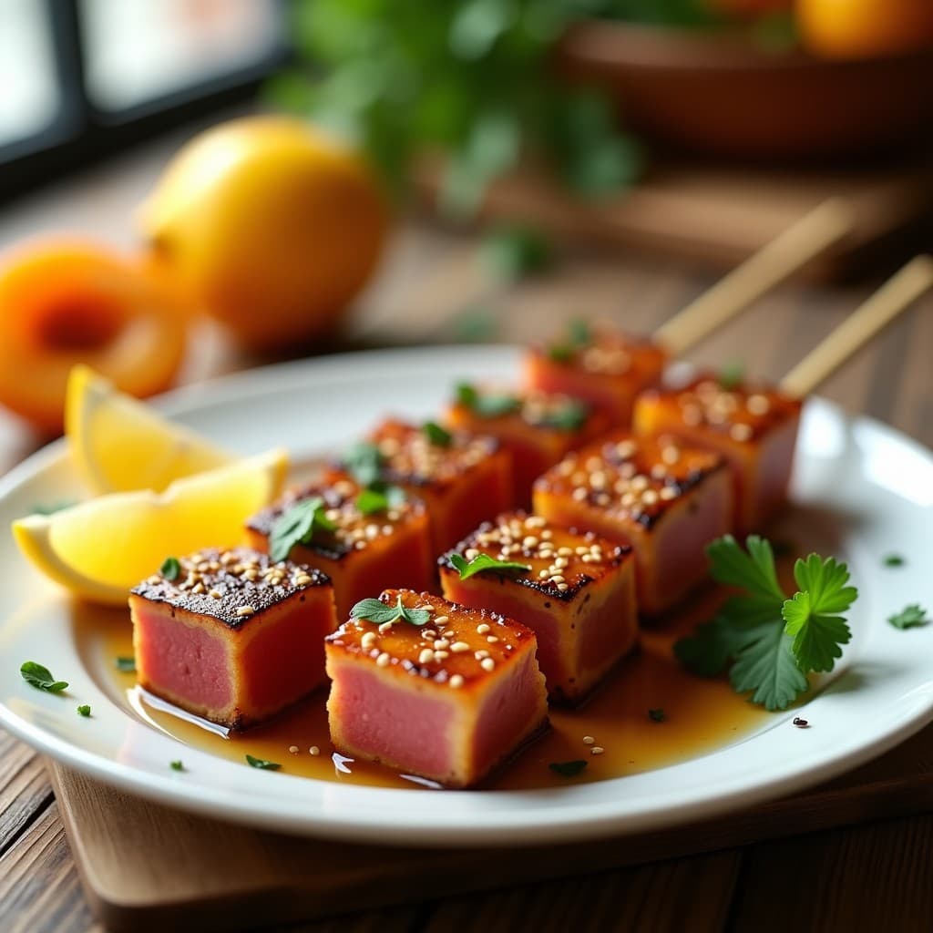 Brochetas de Atún Rojo y Albaricoque: Receta en Airfryer con Glaseado de Miel y Sésamo
