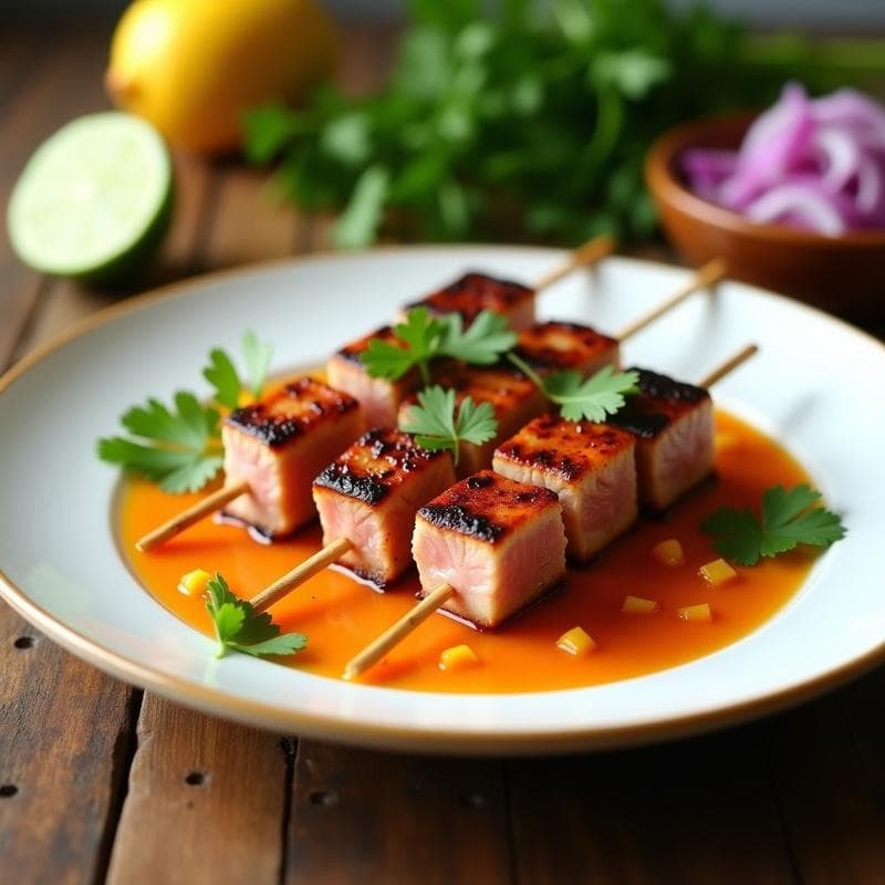 Brochetas de Atún sellado con Salsa de Mango Habanero: Receta Caribena en 10 Minutos